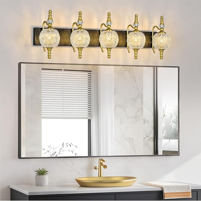 Modern Crystal Bathroom Vanity Lights Fixtures Over Mirror Black Gold Vintage - Image 6