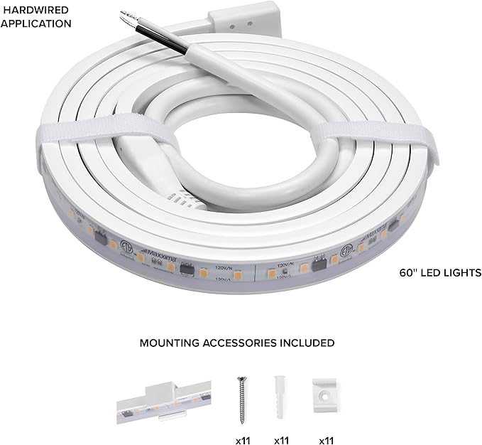 Maxxima 60 in. Hardwired LED Under Cabinet Strip Light, 2300 Lumens, 3000K Warm - Image 3