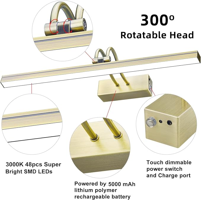 FUNCHDAY Picture Light, Wireless Rechargeable Gallery Lights - Image 8