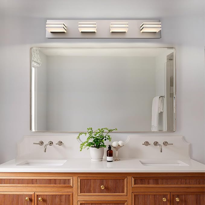 4-Light LED Brushed Nickel Vanity Lights - Image 4
