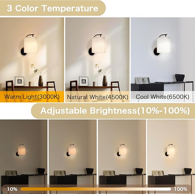 Rechargeable Battery Operated Wall Sconces Set of 2, Wireless Wall Lights - Image 3