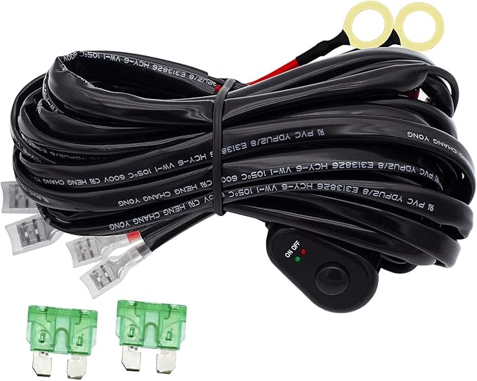 LED Lights Bar Wiring Harness Kit 2 Leads DC12V On-Off Switch Power Relay Blade by Szdystar