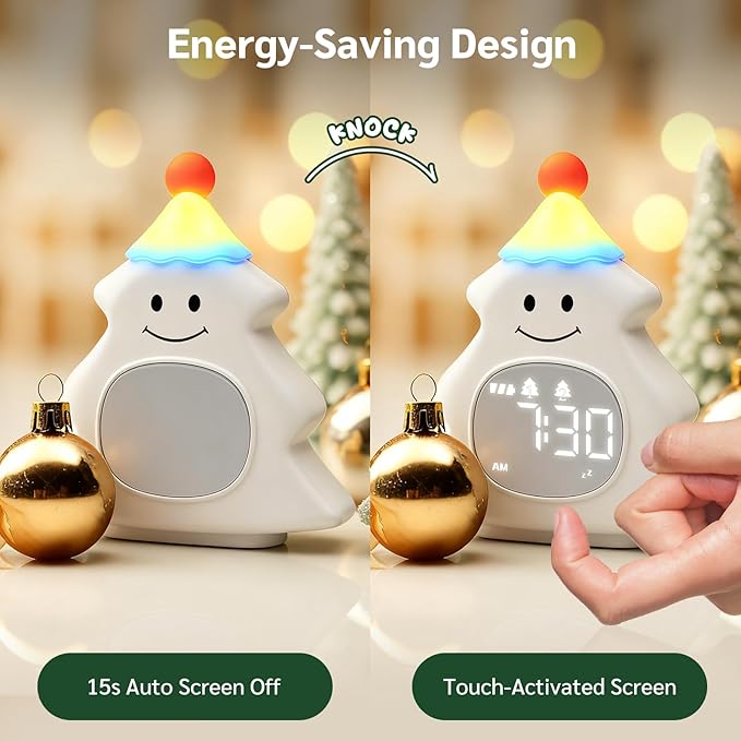 Yiliaw Kids Alarm Clock with Night Light, Christmas Tree Wake Up Clock - Image 6