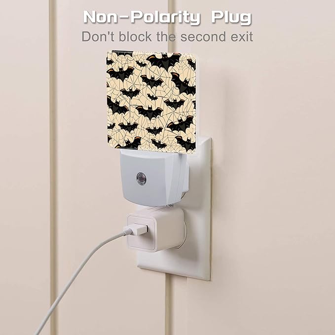 Halloween Gothic Bat and Spider Webs Night Light Plug into Wall, Scary Black - Image 3