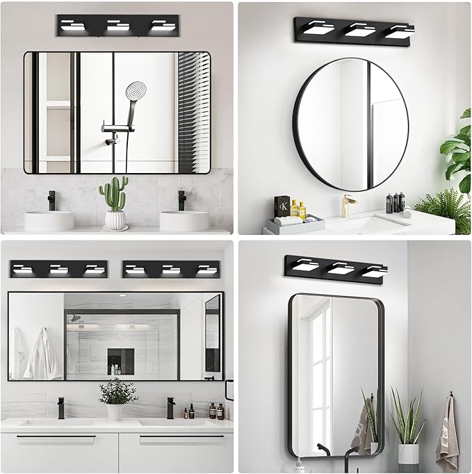 LED Modern Bathroom Vanity Light Fixtures 3-Light 5CCT Dimmable Matte Black - Image 3