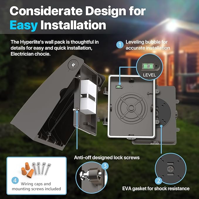 HYPERLITE Wall Pack Light 100W: 13000LM ETL Approved Full Cut-off Adjustable - Image 5