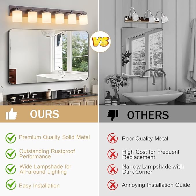 6 Light Modern Bathroom Light Fixtures Over Mirror, Bronze Finish Vanity Lights - Image 8