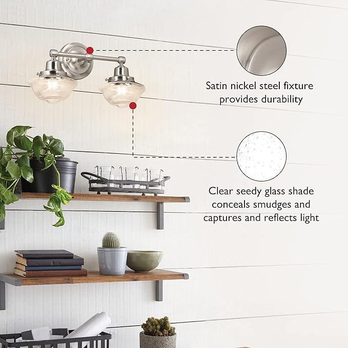 Design House Vintage-Inspired Schoolhouse 2-Light Dimmable Vanity Light - Image 3