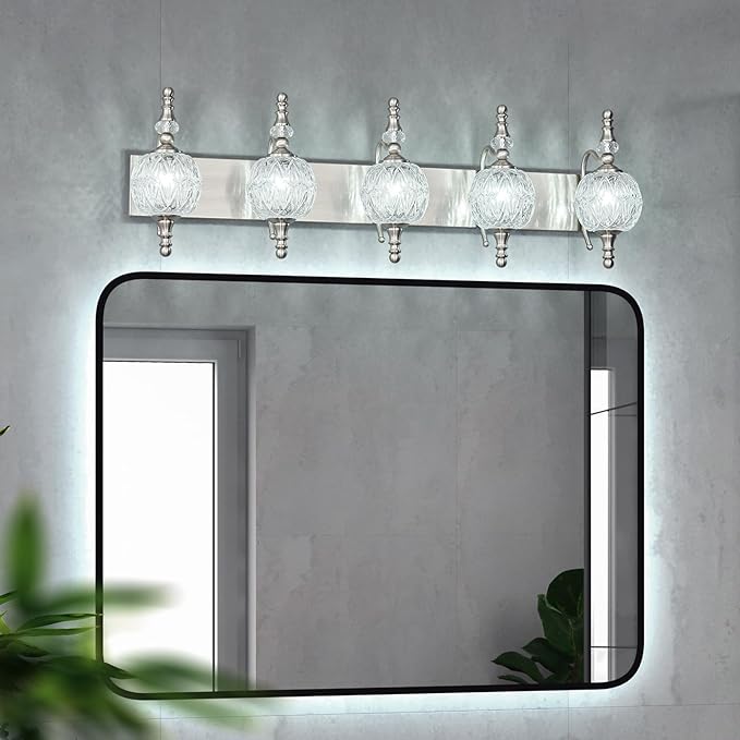 Modern Crystal Bathroom Vanity Lights Fixtures Over Mirror Brushed Nickel - Image 2