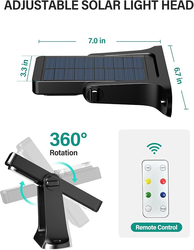 Solar Wall Lights Outdoor with Remote Control, 2200mAh Long Lasting Battery - Image 7