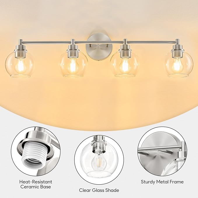 VONLUCE Bathroom Light Fixtures, 4-Light Vanity Light - Image 4