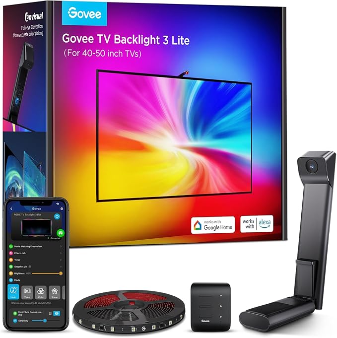 Govee TV Backlight 3 Lite with Fish-Eye Correction Function Sync to 40-50 Inch by Govee