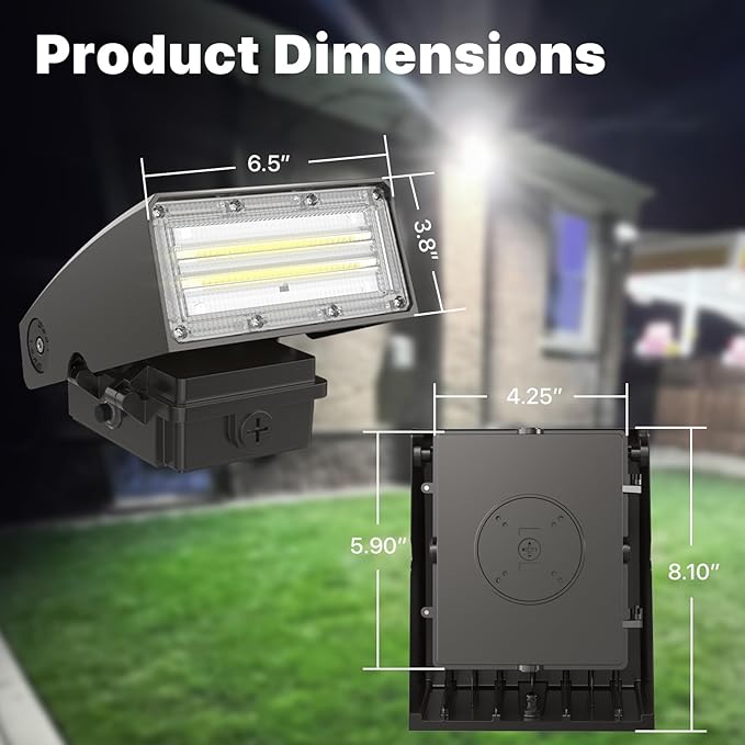 HYPERLITE LED Wall Pack 40W: 5200lm 5000K 0-90°Adjustable ETL Certified - Image 3