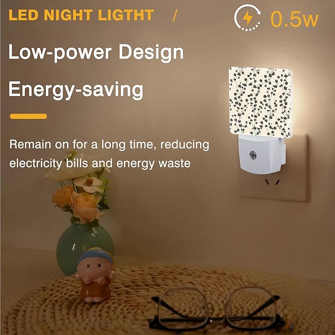 Vintage Flower Night Light, Retro Floral Plug-in Nightlight - Image 5
