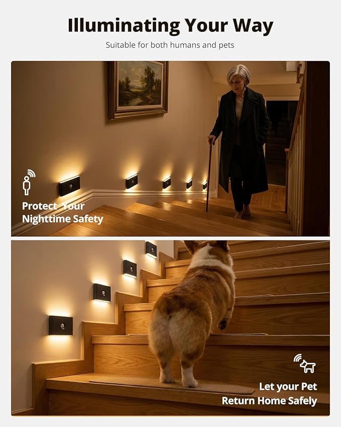 wowatt Rechargeable Motion Sensor Stair Light, Dimmable Stair Lights Indoor - Image 7