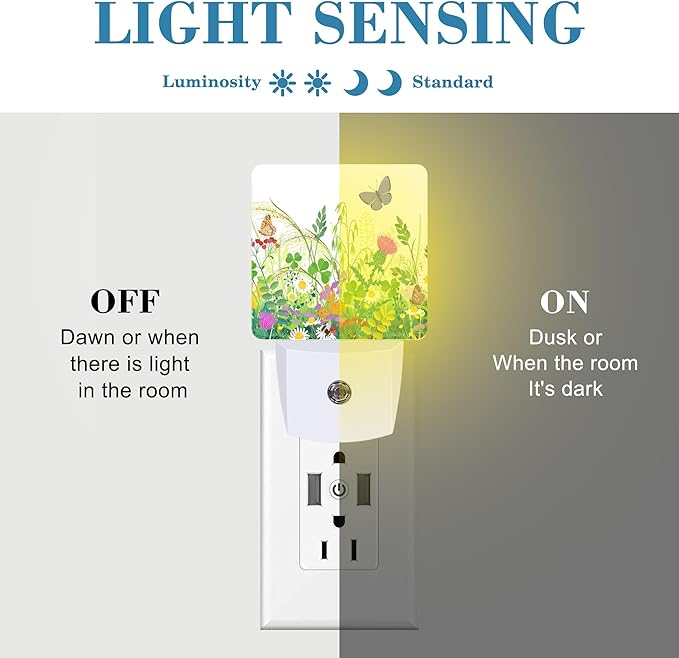 Summer Meadow Plants and Insects Night Light Plug into Wall - Image 2
