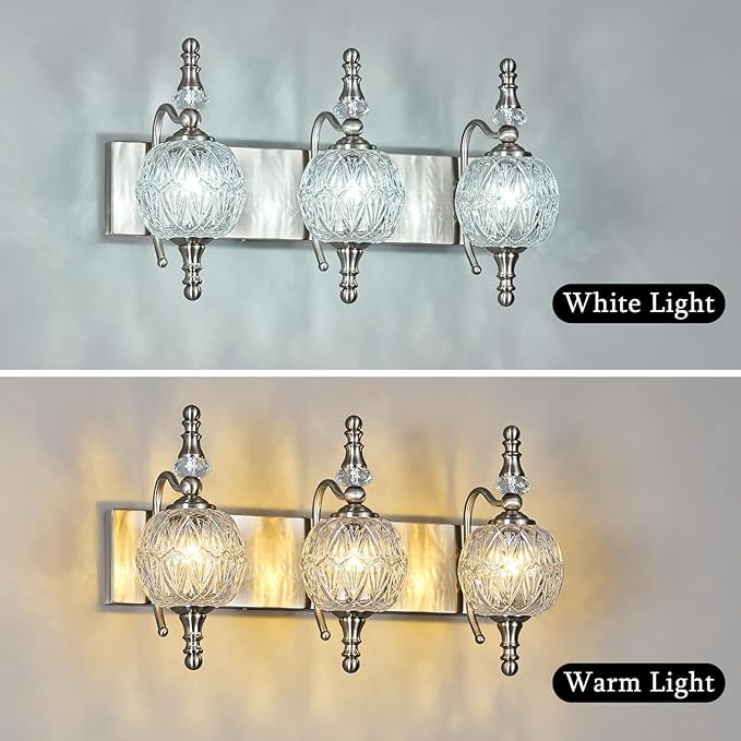 Modern Crystal Bathroom Vanity Lights Fixtures Over Mirror Brushed Nickel - Image 5