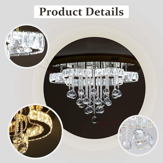 Flashing God Modern Chandelier for Living Room 24 inch Raindrop Chandeliers - Image 2