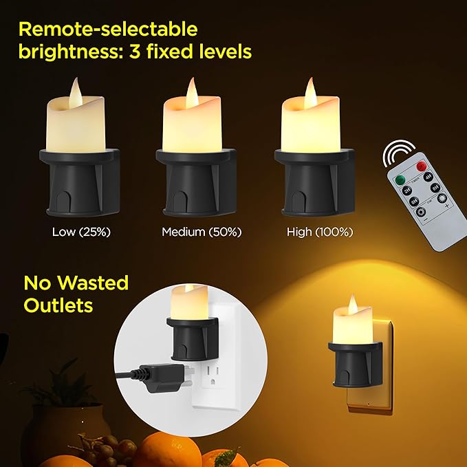 Nightlight Flameless Candle, Electrical Outlet Plugs w/Dusk Dawn Sensor Auto - Image 5
