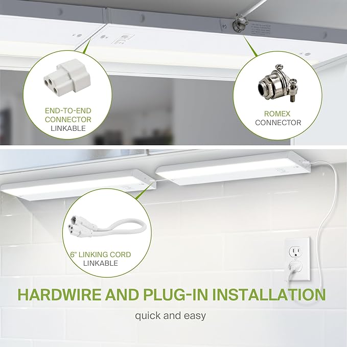 ASD 18 Inch LED Under Cabinet Lighting Plug in or Hardwired, High/Low/Off Switch - Image 7