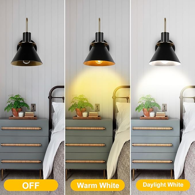 WILON Gold and Black Wall Sconces Set of Two, Modern Farmhouse Wall Light - Image 3