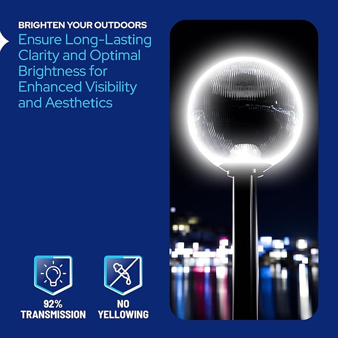 KASTLITE 16" Clear Prismatic Acrylic Lamp Post Globe | Prismatic Textured - Image 4