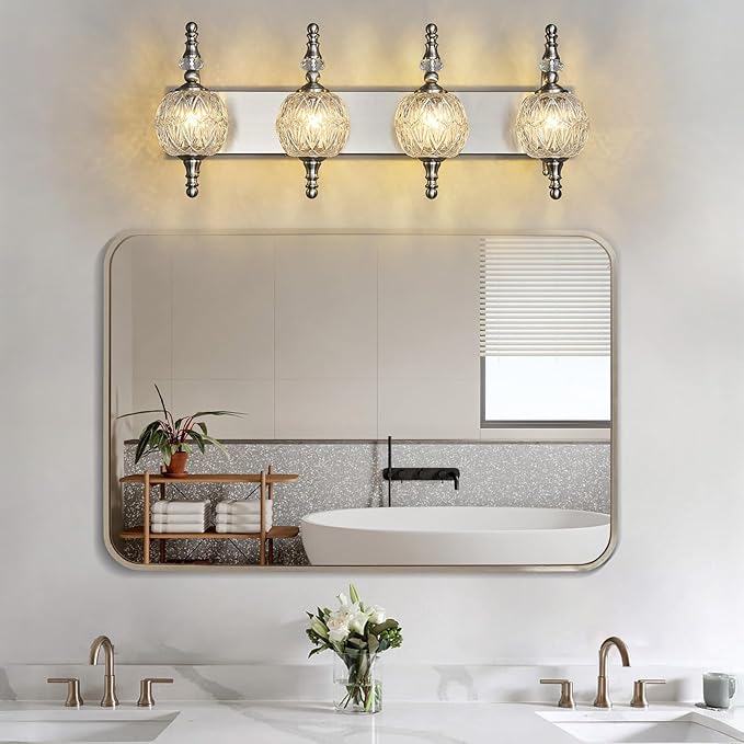 Modern Crystal Bathroom Vanity Lights Fixtures Over Mirror Brushed Nickel - Image 7