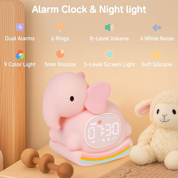 Alarm Clock for Kids with Night Light, Sleep Training Clock Time to Wake Clock - Image 2