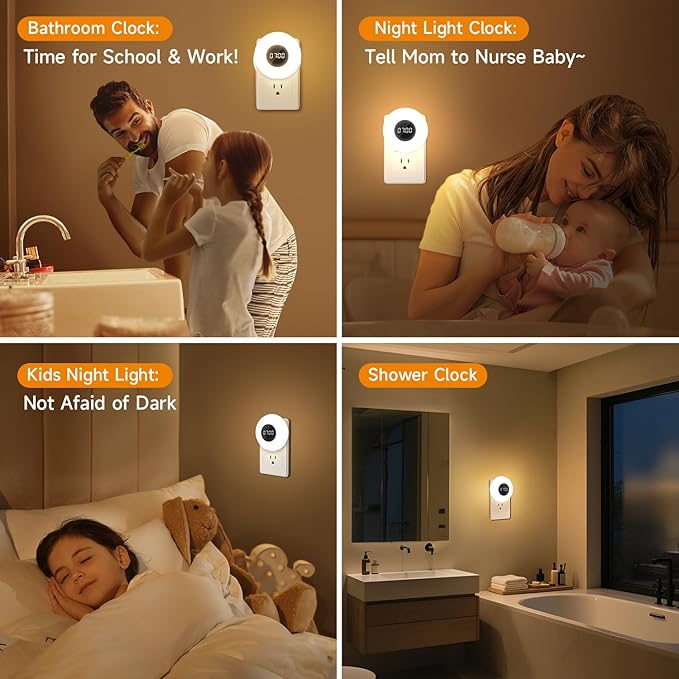 One Fire 【2 Pack】 Bathroom Clock, 10 Levels Dimmable+3 Light Colors+Remote - Image 6