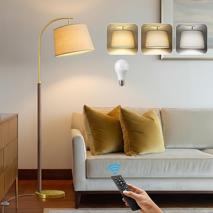63" Wood Floor Lamp for Living Room Dimmable Standing Lamp by G-SAFAVA