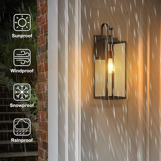 Pia Ricco Extra Large Size Outdoor Wall Lights, 22.5 Inch Matte Black Oversized - Image 6
