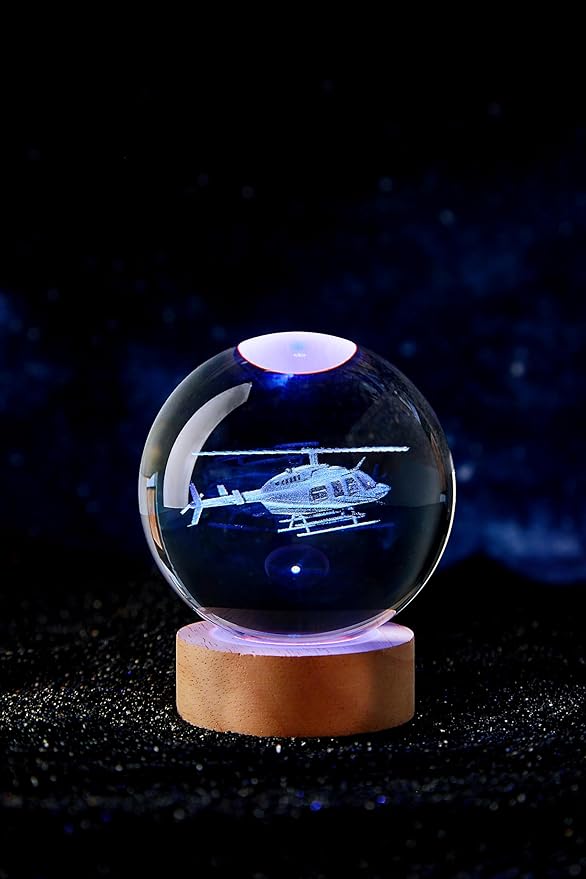 Large Helicopter Crystal Ball Night Light - Image 9