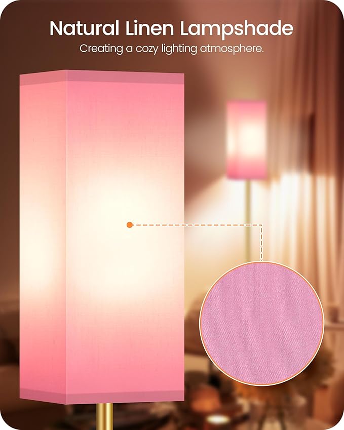 2Pack Floor Lamp, Pole with Foot Switch, Modern Standing Lamp Lampshade - Image 5
