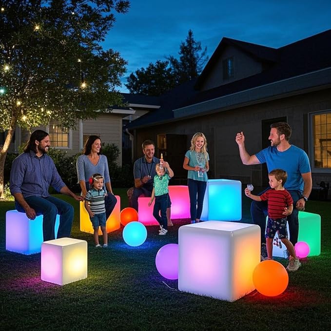 Mr.Go 16-Inch Rechargeable LED Cube Chair Light, 16 RGB Colors Glow Cube Seat - Image 5