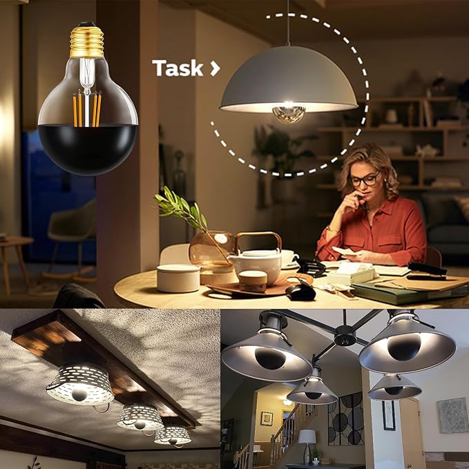 Half Chrome Light Bulb, 6W Dimmable LED Edison Bulbs, G80/G25 Globe Shape - Image 4