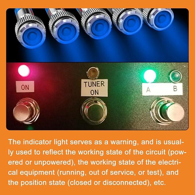 GASHER 5 PCS Energy Saving Indicator Light, LED Light 12V/24V/110V 20mA Panel - Image 6