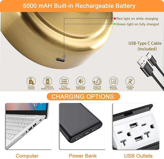 Rechargeable Picture Light for Wall, Dimmable Art Lights for Painting, Battery - Image 6