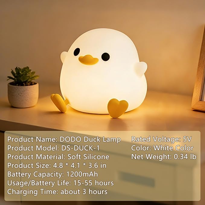 Duck Lamp, Cute DoDo Duck Night Light, Dimmable/Timer Ducky Lamp, Silicone - Image 7