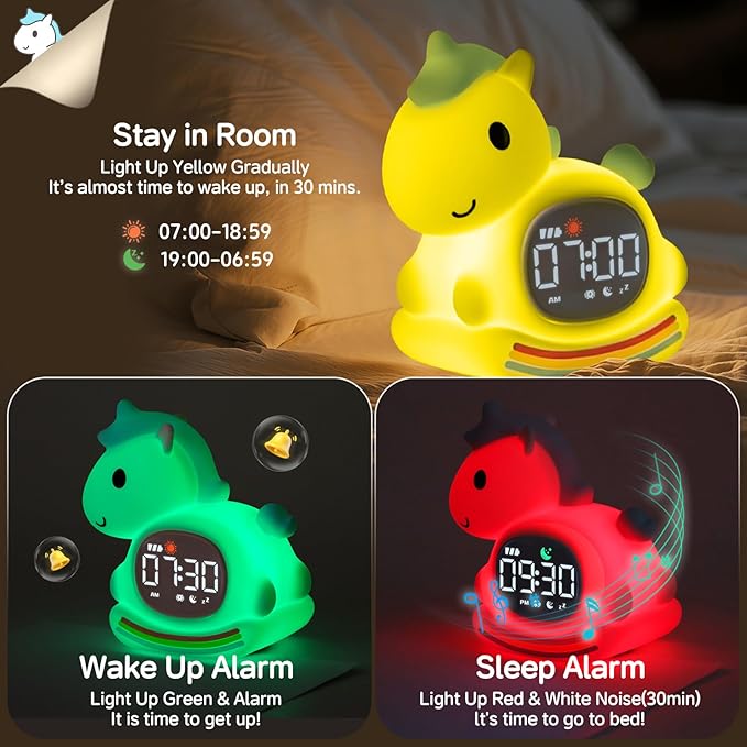 Alarm Clock for Kids with Night Light, Sleep Training Clock Time to Wake Clock - Image 3