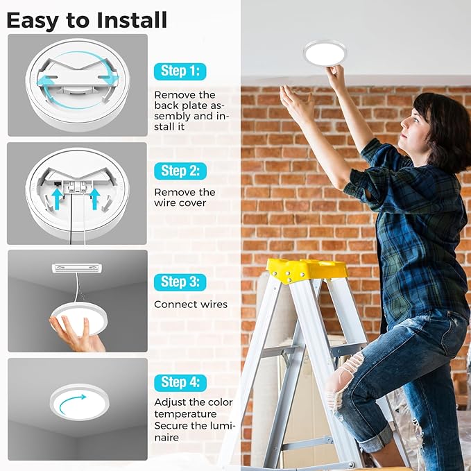 libtit 2Pack 4.7 Inch Small LED Ceiling Lights Flush Mount, 3000K 4000K 6500K - Image 5