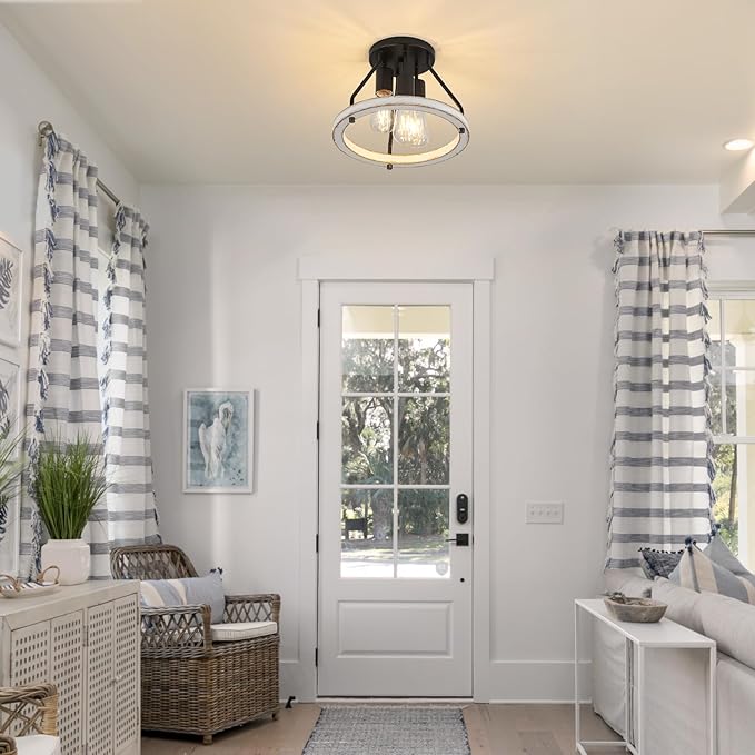 Rustic Flush Mount Ceiling Light Fixture - Image 3