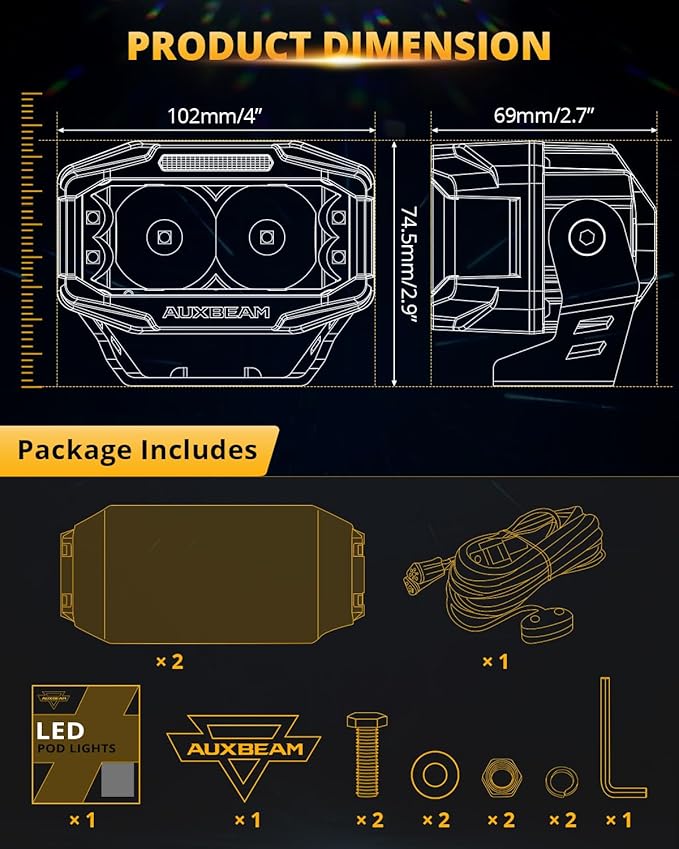 Auxbeam V-MAX Series LED Light Pod, 270° Side Shooter LED Offroad Lights - Image 6