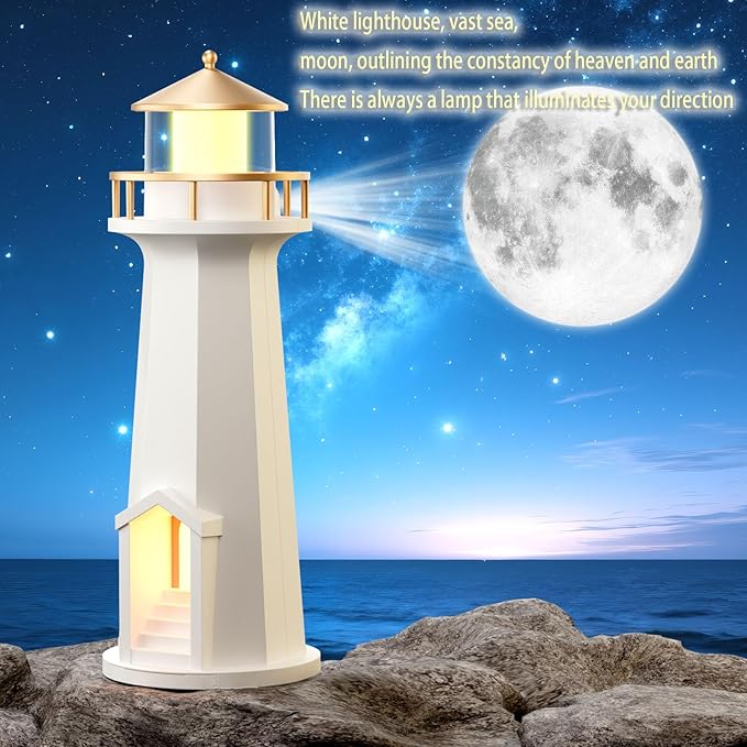 Light House Night Light with Speaker, Moon Projection Lamp, Wireless Phone - Image 4