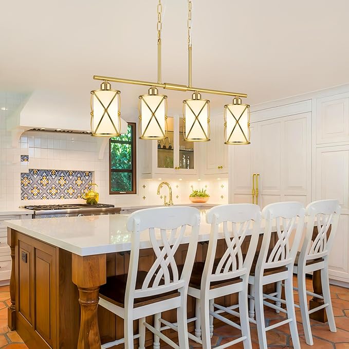 4-Light Kitchen Island Lighting, Brushed Gold Linear Dining Room Light Fixtures - Image 5
