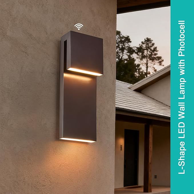 15IN Outdoor Wall Sconce Fixture, Dusk to Dawn Patio Lights, Waterproof - Image 7