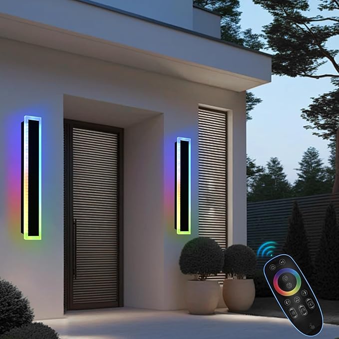 Modern Outdoor Wall Light, 2 Pack RGB Led Wall Lights Fixture, 32 inch Wall by QueeuQLighting