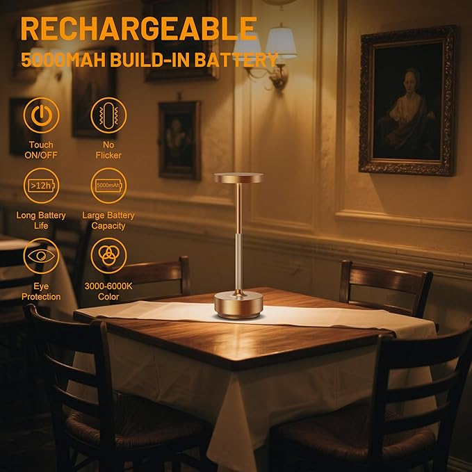 SAKRINGT 2 Pack Rechargeable Cordless Table Lamp - Image 8