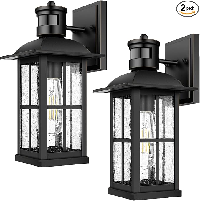 2 Pack 15inch Large Outdoor Wall Lights, Modern Black Exterior Wall Light by Superyofo