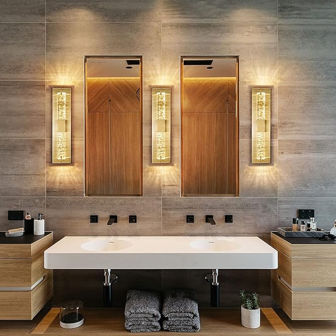 WOSHITU LED Wall Sconce Light: 19 Inch Gold Modern Sconces Wall Lighting 3000K - Image 5