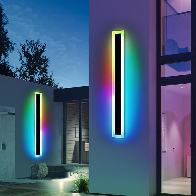 Widened 2 Pack Modern RGB Outdoor Wall Lights, 47.2inch 10 Colors Dimmable LED - Image 6